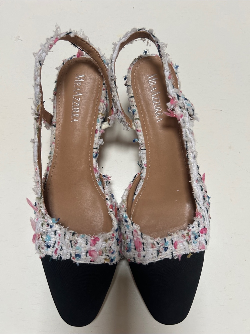 Multicolor Tweed Slingback Flats - Black Toe